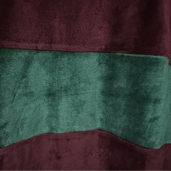256 ASOS | NWOT Turkey Burgundy Green Velvet Stripe Sweatshirt Pullover (Size S) - Picture 7 of 14